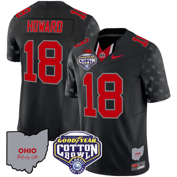 Personalized OSB Cotton Bowl Patch Vapor Limited Jersey - Black Limited / Will Howard Stitched