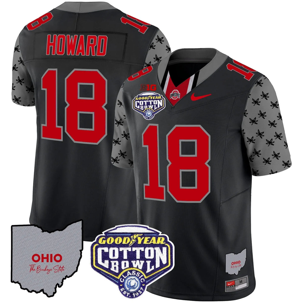 Personalized OSB Cotton Bowl Patch Vapor Limited Jersey - Black / Will Howard Stitched