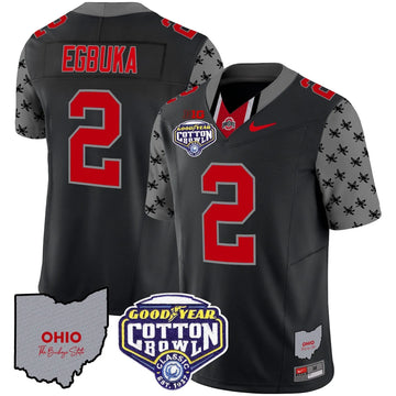 Personalized OSB Cotton Bowl Patch Vapor Limited Jersey - Black / Emeka Egbuka Stitched