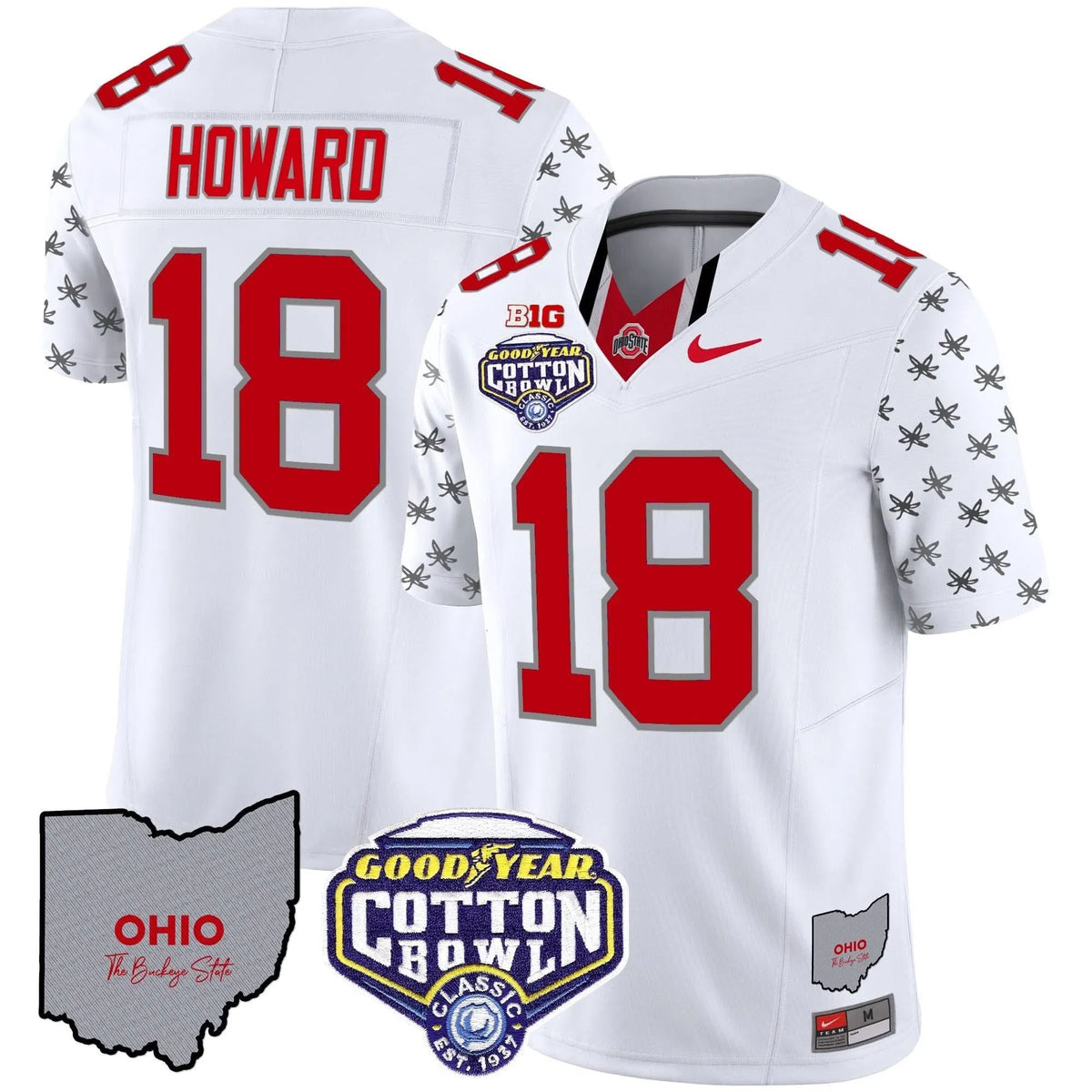 Personalized OSB Cotton Bowl Patch Vapor Limited Jersey - White Limited / Will Howard Stitched