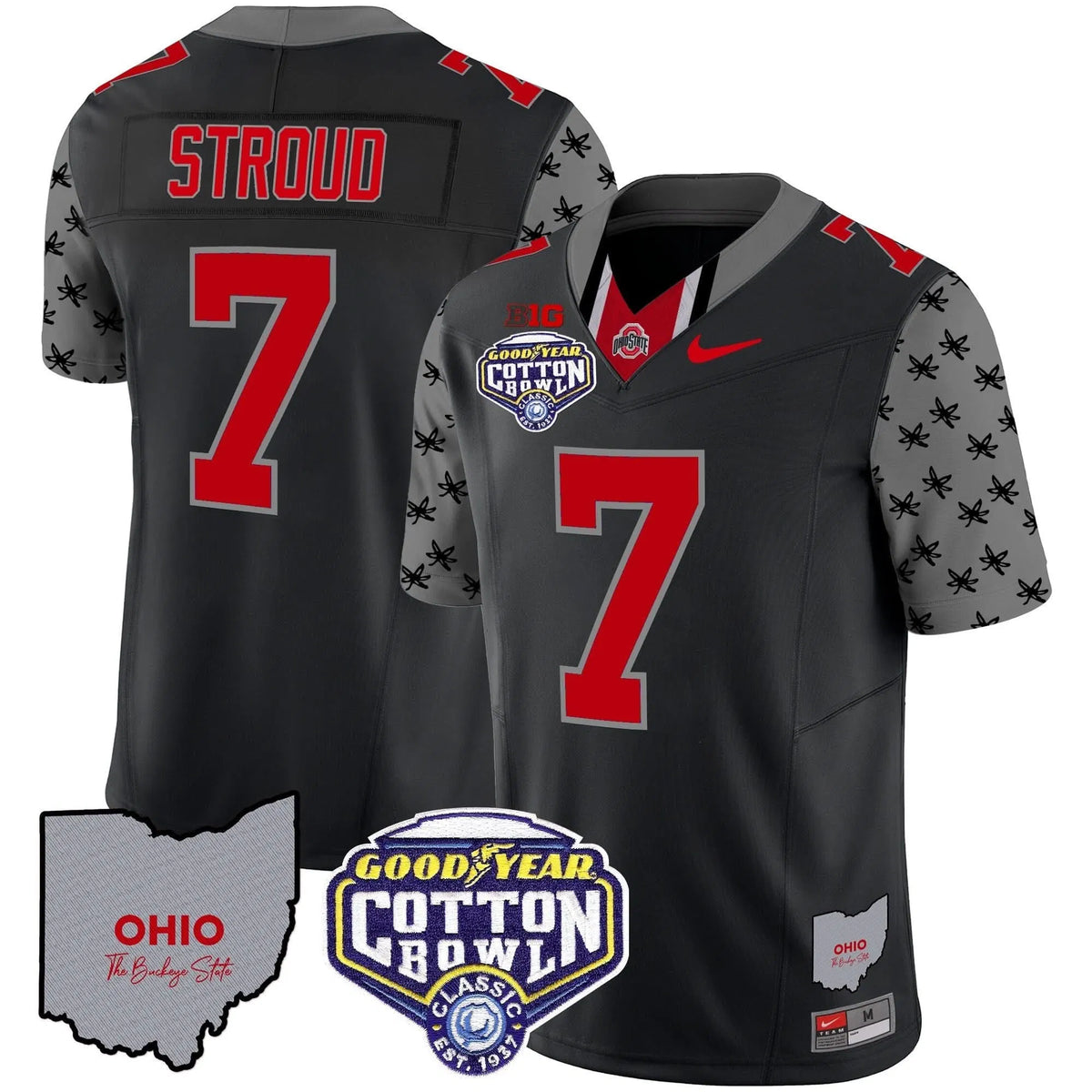 Personalized OSB Cotton Bowl Patch Vapor Limited Jersey - Black / C J Stroud Stitched