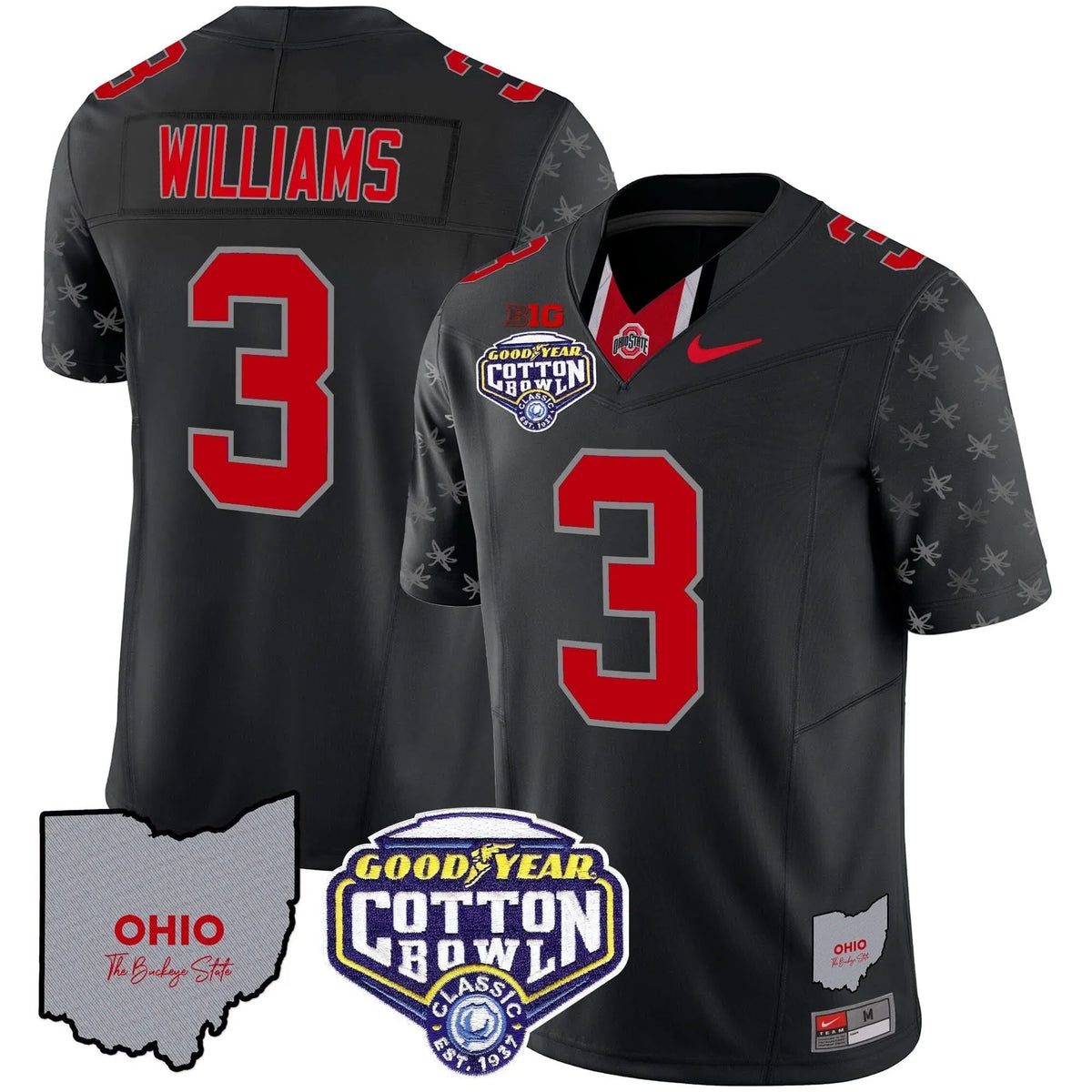 Personalized OSB Cotton Bowl Patch Vapor Limited Jersey - Black Limited / Miyan Williams Stitched