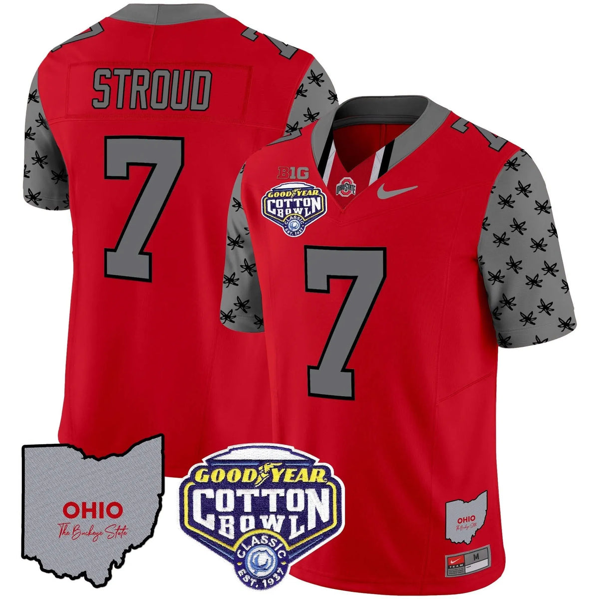 Personalized OSB Cotton Bowl Patch Vapor Limited Jersey - Red / C J Stroud Stitched