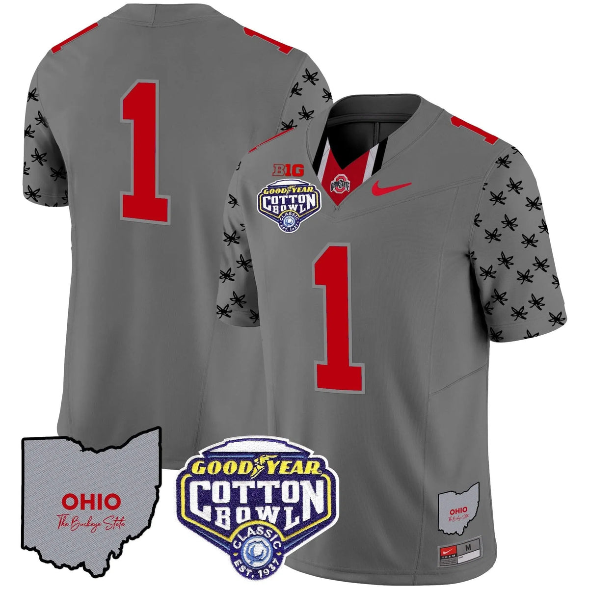 Personalized OSB Cotton Bowl Patch Vapor Limited Jersey - Gray / #1 Team Stitched