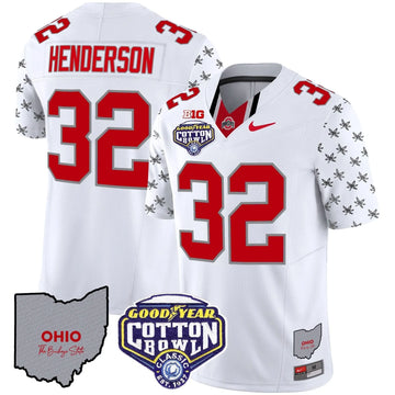 Personalized OSB Cotton Bowl Patch Vapor Limited Jersey - White Limited / Treveyon Henderson Stitched