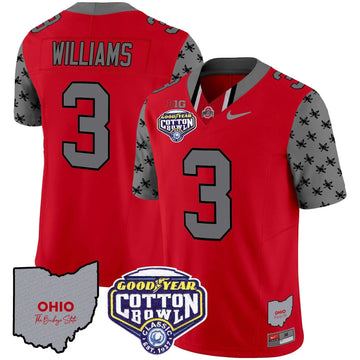 Personalized OSB Cotton Bowl Patch Vapor Limited Jersey - Red / Miyan Williams Stitched