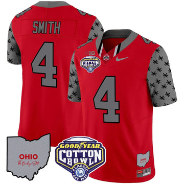 Personalized OSB Cotton Bowl Patch Vapor Limited Jersey - Red / Jeremiah Smith Stitched