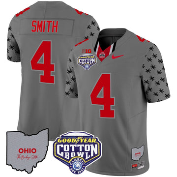 Personalized OSB Cotton Bowl Patch Vapor Limited Jersey - Gray / Jeremiah Smith Stitched