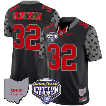 Personalized OSB Cotton Bowl Patch Vapor Limited Jersey - Black / Treveyon Henderson Stitched