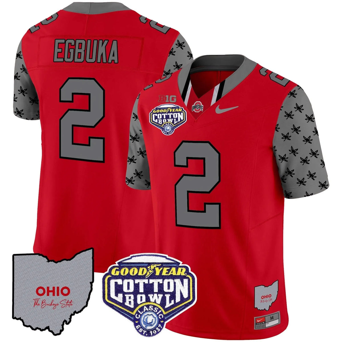 Personalized OSB Cotton Bowl Patch Vapor Limited Jersey - Red / Emeka Egbuka Stitched