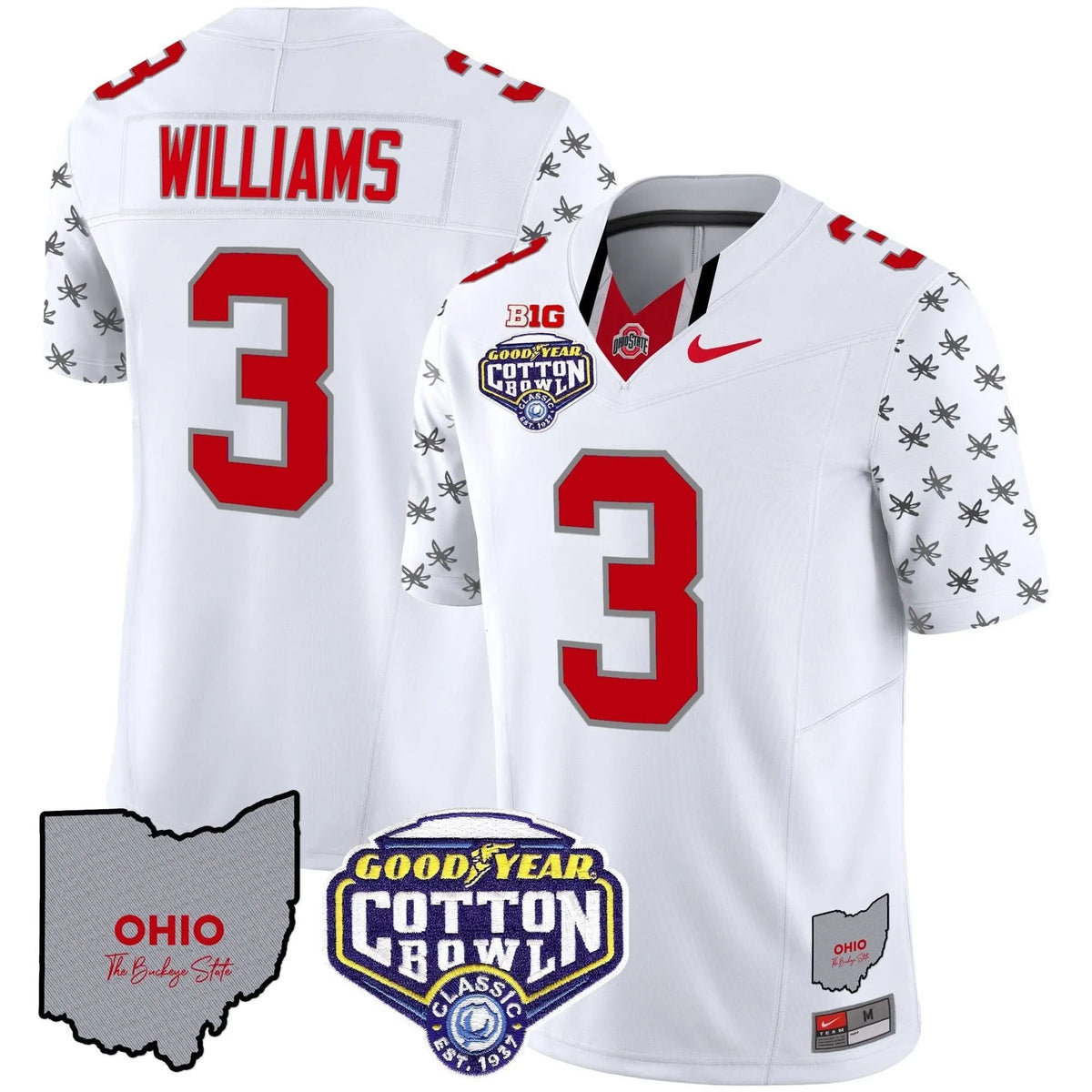 Personalized OSB Cotton Bowl Patch Vapor Limited Jersey - White Limited / Miyan Williams Stitched