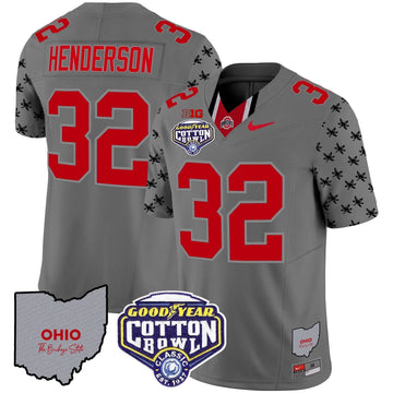 Personalized OSB Cotton Bowl Patch Vapor Limited Jersey - Gray / Treveyon Henderson Stitched