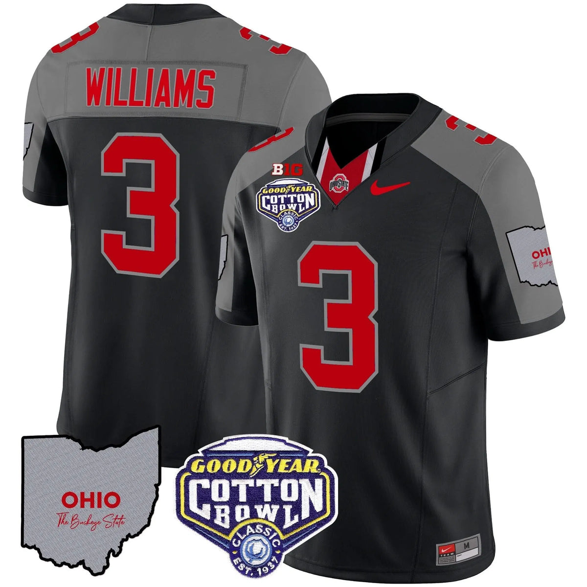 Personalized OSB Cotton Bowl Patch Vapor Limited Jersey - Black Special / Miyan Williams Stitched
