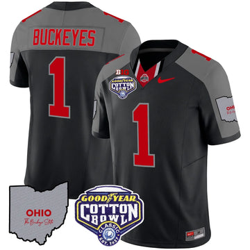 Personalized OSB Cotton Bowl Patch Vapor Limited Jersey - Black Special / #1 Buckeyes Stitched
