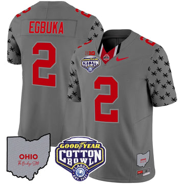 Personalized OSB Cotton Bowl Patch Vapor Limited Jersey - Gray / Emeka Egbuka Stitched