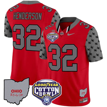Personalized OSB Cotton Bowl Patch Vapor Limited Jersey - Red / Treveyon Henderson Stitched