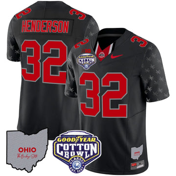 Personalized OSB Cotton Bowl Patch Vapor Limited Jersey - Black Limited / Treveyon Henderson Stitched