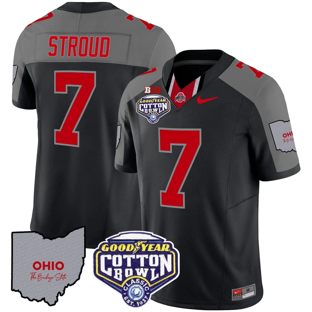 Personalized OSB Cotton Bowl Patch Vapor Limited Jersey - Black Special / C J Stroud Stitched