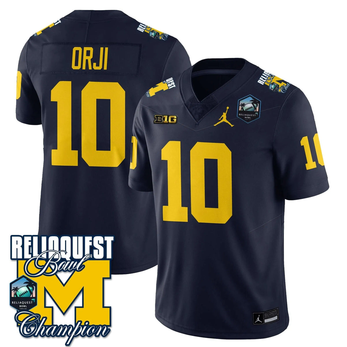 Personalized MW 2026 ReliaQuest Bowl Champions Jersey - Alex Orji - 10 / Navy Stitched