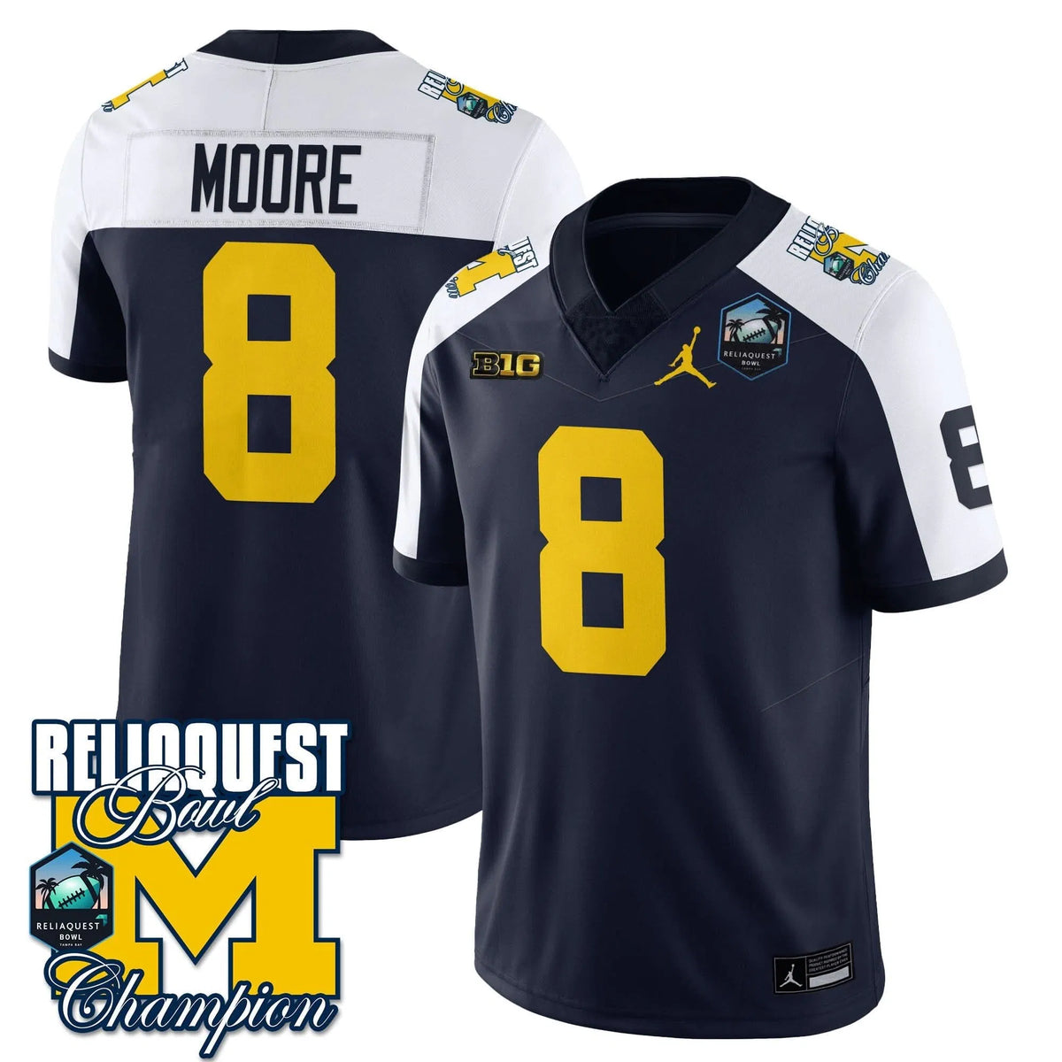 Personalized MW 2026 ReliaQuest Bowl Champions Jersey - Derrick Moore - 8 / Navy Alternate Stitched