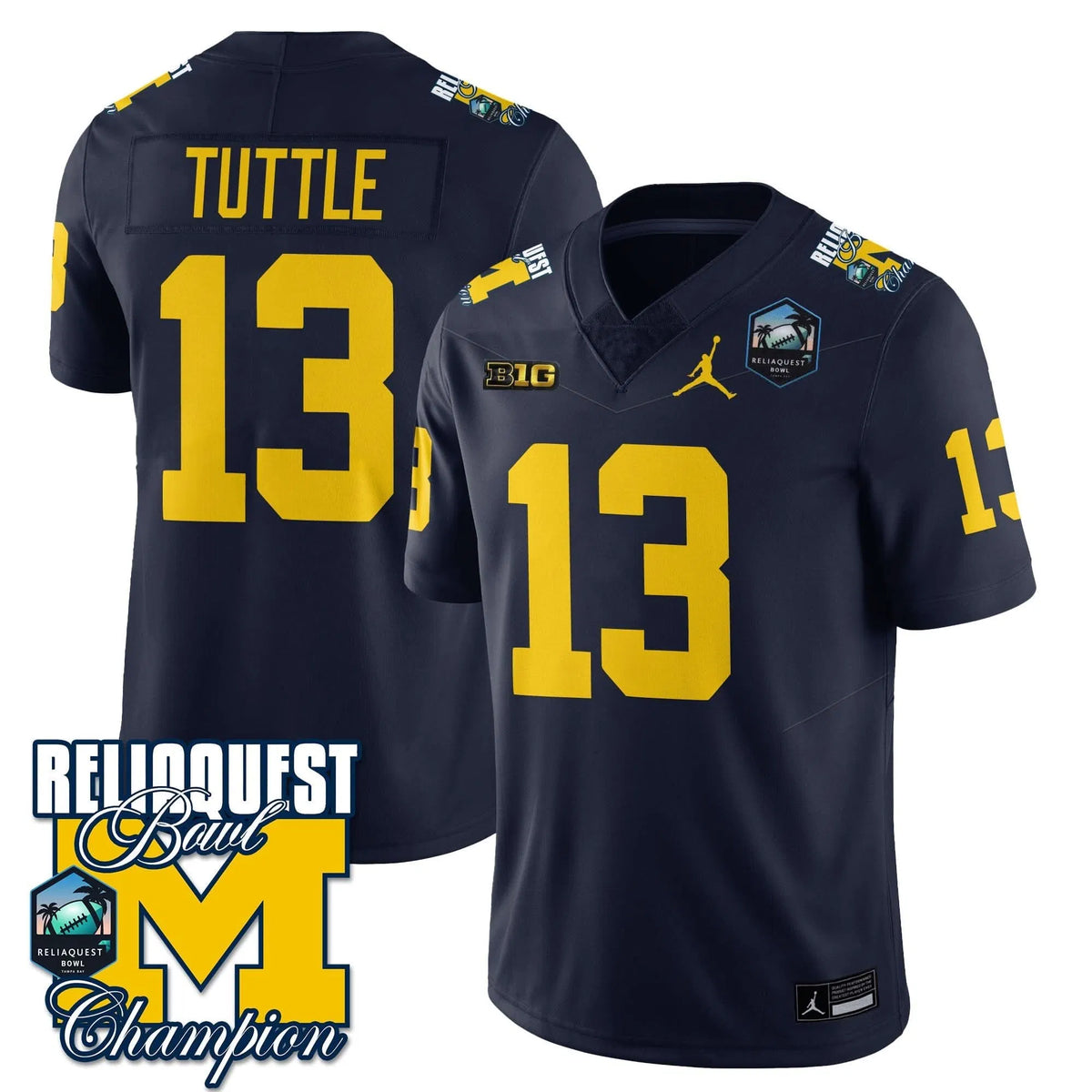 Personalized MW 2026 ReliaQuest Bowl Champions Jersey - Jack Tuttle - 13 / Navy Stitched