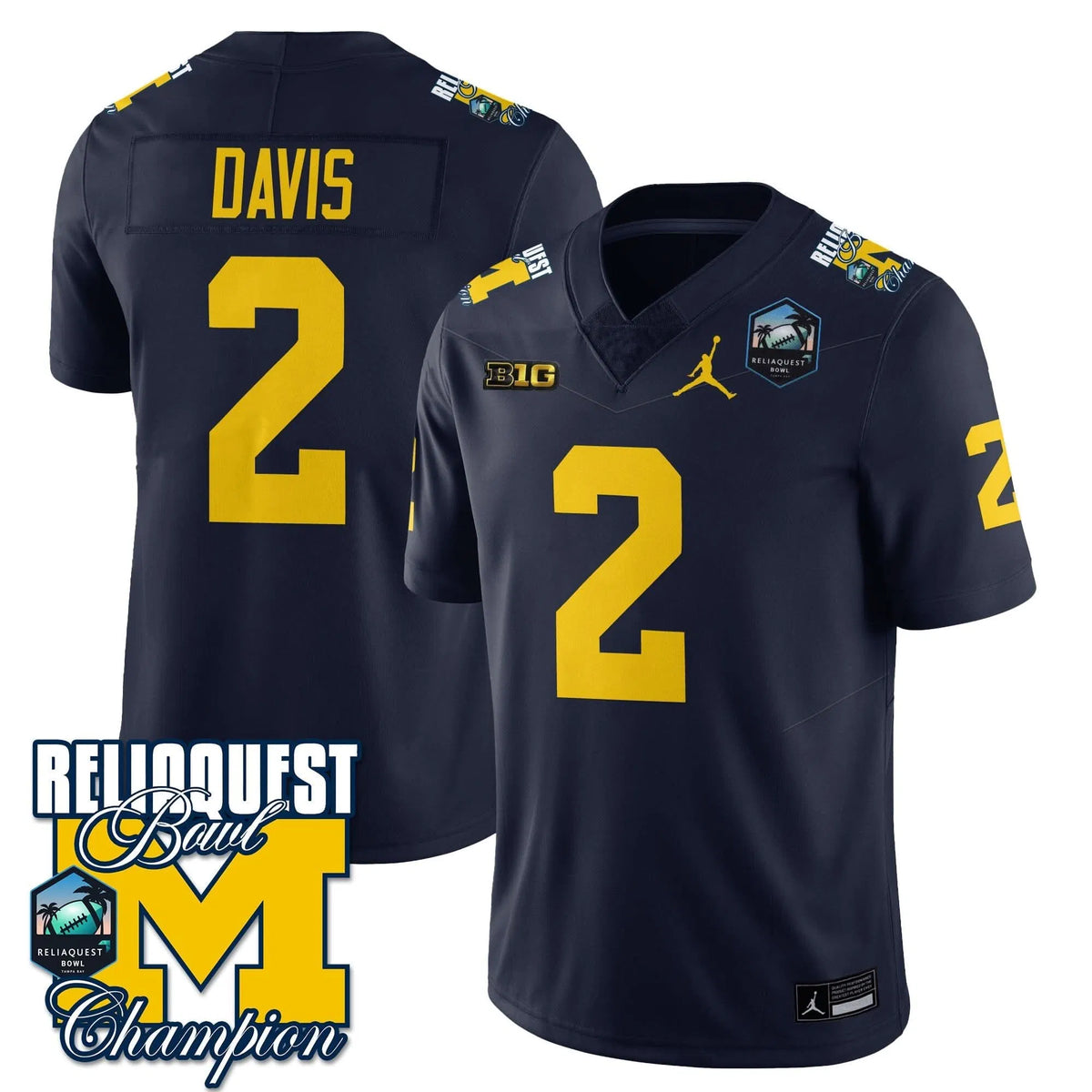 Personalized MW 2026 ReliaQuest Bowl Champions Jersey - Jadyn Davis - 2 / Navy Stitched