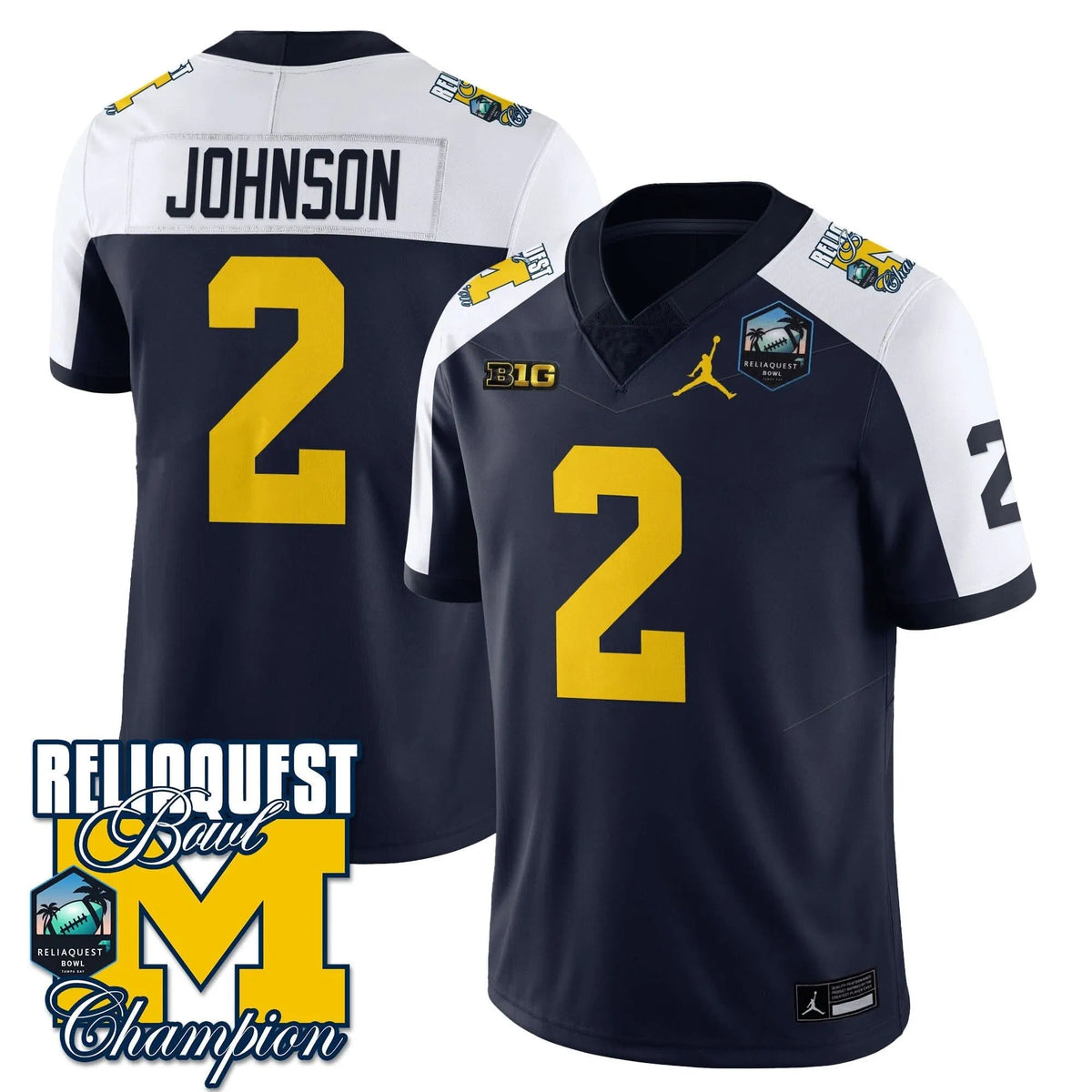 Personalized MW 2026 ReliaQuest Bowl Champions Jersey - Will Johnson - 2 / Navy Alternate Stitched
