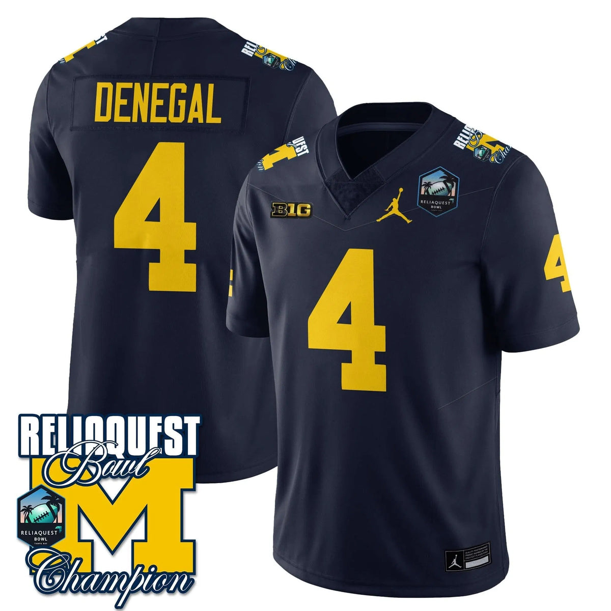 Personalized MW 2026 ReliaQuest Bowl Champions Jersey - Jayden Denegal - 4 / Navy Stitched