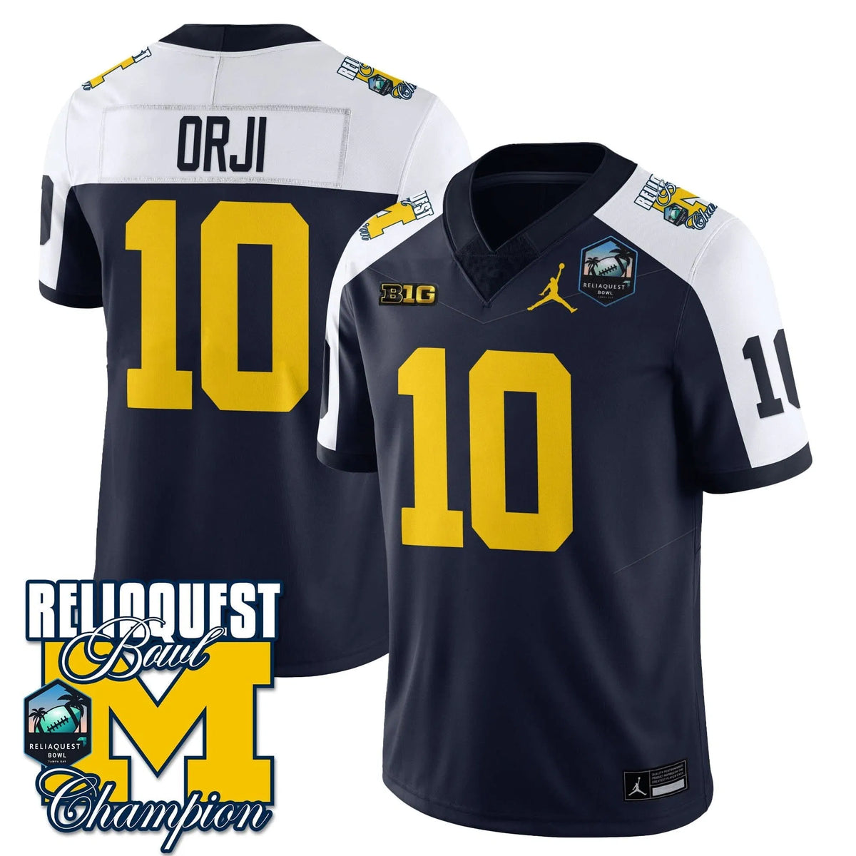 Personalized MW 2026 ReliaQuest Bowl Champions Jersey - Alex Orji - 10 / Navy Alternate Stitched