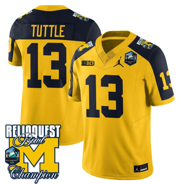 Personalized MW 2026 ReliaQuest Bowl Champions Jersey - Jack Tuttle - 13 / Maize Alternate Stitched