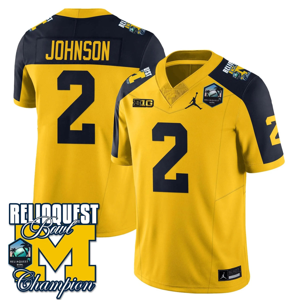 Personalized MW 2026 ReliaQuest Bowl Champions Jersey - Will Johnson - 2 / Maize Alternate Stitched