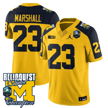 Personalized MW 2026 ReliaQuest Bowl Champions Jersey - Jordan Marshall - 23 / Maize Alternate Stitched