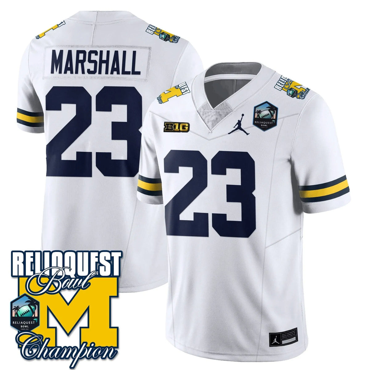 Personalized MW 2026 ReliaQuest Bowl Champions Jersey - Jordan Marshall - 23 / White Stitched
