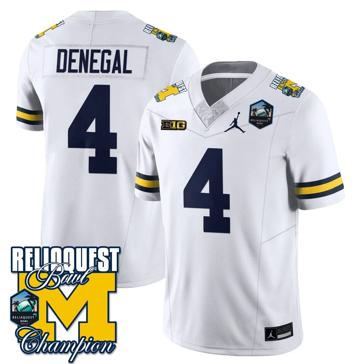 Personalized MW 2026 ReliaQuest Bowl Champions Jersey - Jayden Denegal - 4 / White Stitched