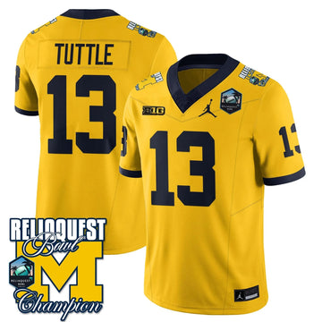 Personalized MW 2026 ReliaQuest Bowl Champions Jersey - Jack Tuttle - 13 / Maize Stitched