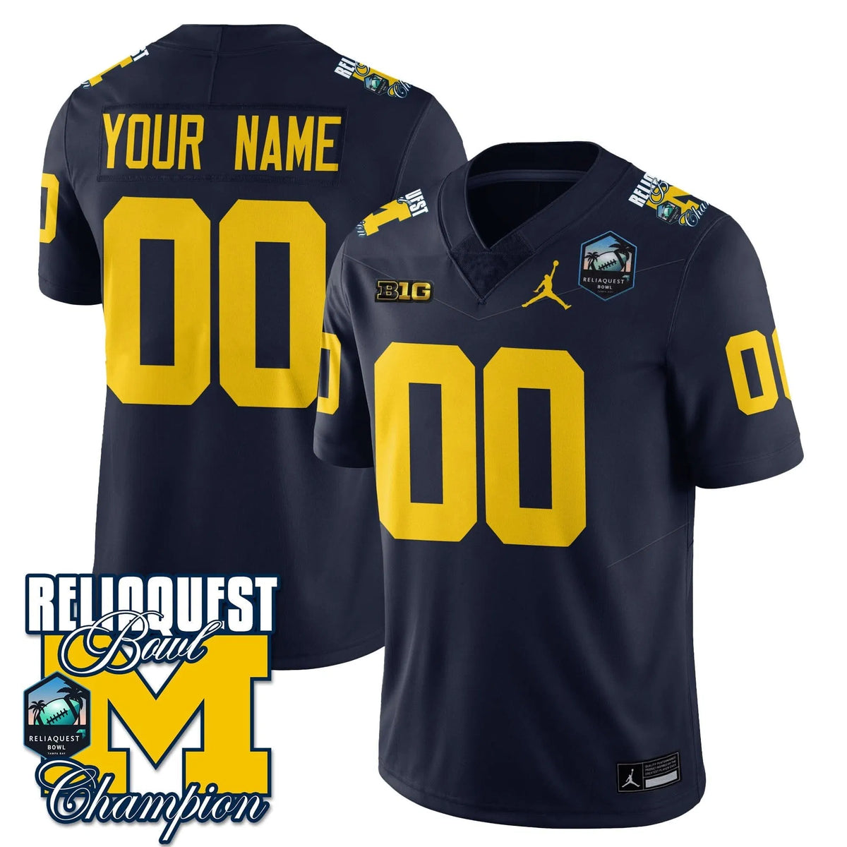 Personalized Custom Gender/Name MW 2026 ReliaQuest Bowl Champions Jersey - Navy Stitched