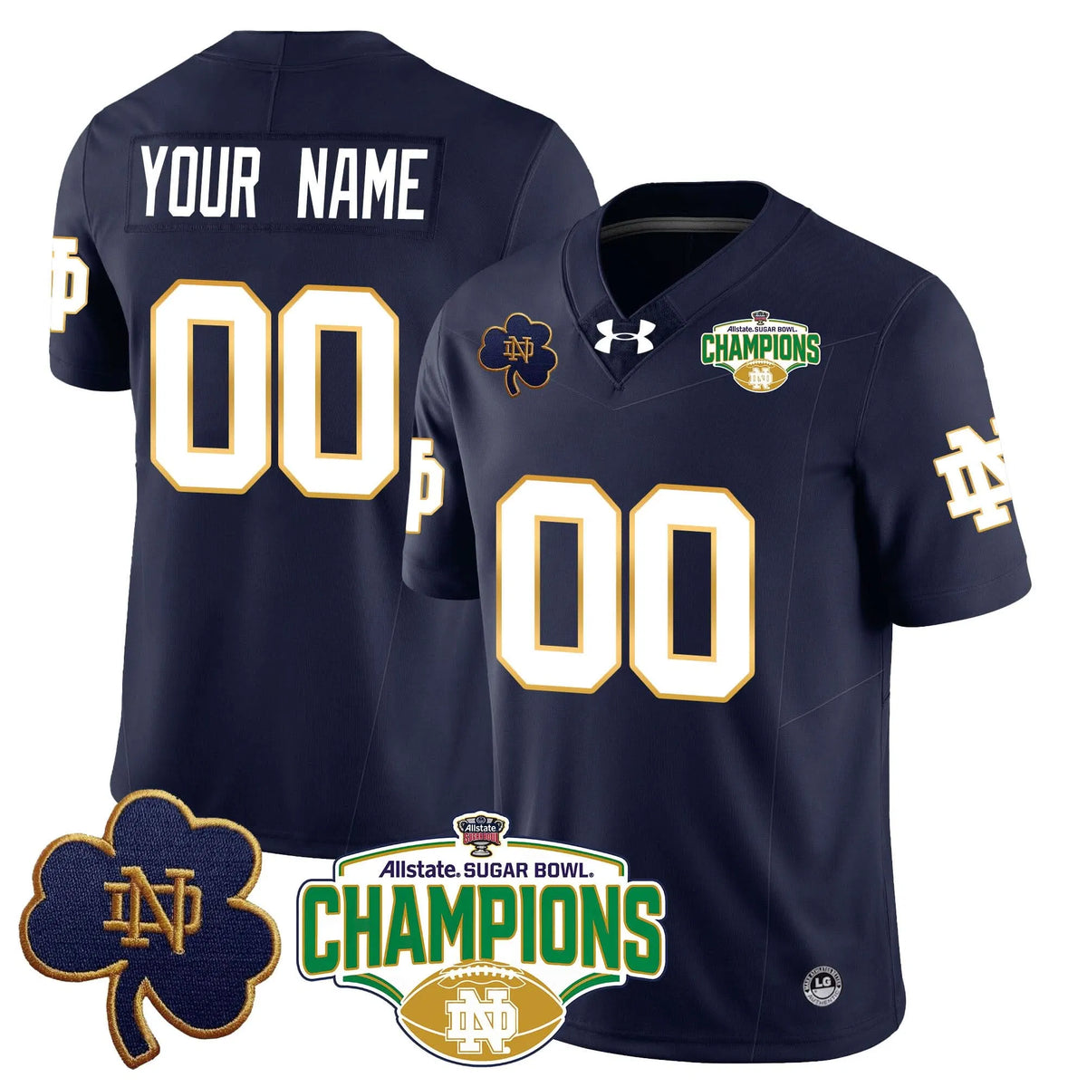 Personalized Custom NDFI 2026 Sugar Bowl Champions Jersey - Navy Stitched