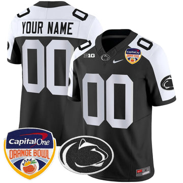 Personalized PSU Orange Bowl Patch Vapor Limited Custom Jersey - Black Alternare Stitched