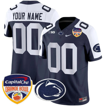 Personalized PSU Orange Bowl Patch Vapor Limited Custom Jersey - Navy Alternate Stitched