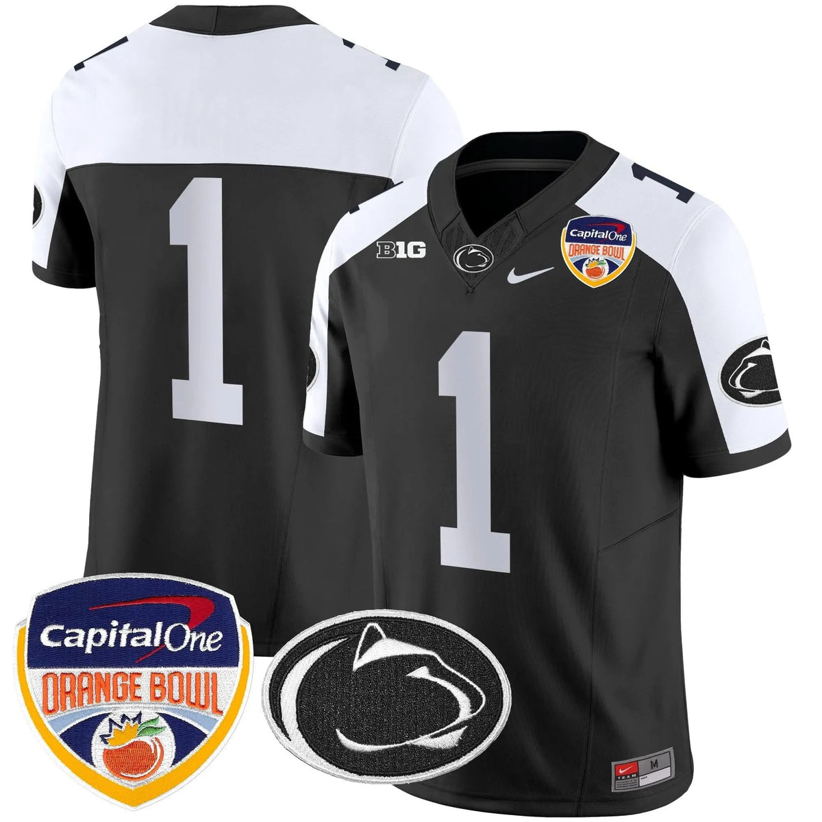 Personalized PSU Orange Bowl Patch Vapor Limited Jersey - Black Alternare / #1 Team Stitched