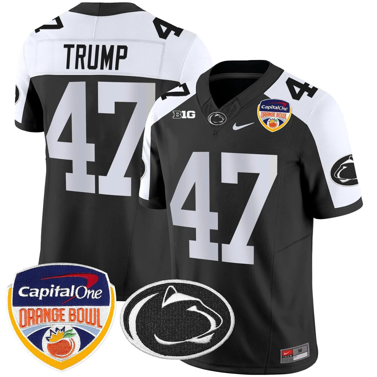 Personalized PSU Orange Bowl Patch Vapor Limited Jersey - Black Alternare / Trump Stitched