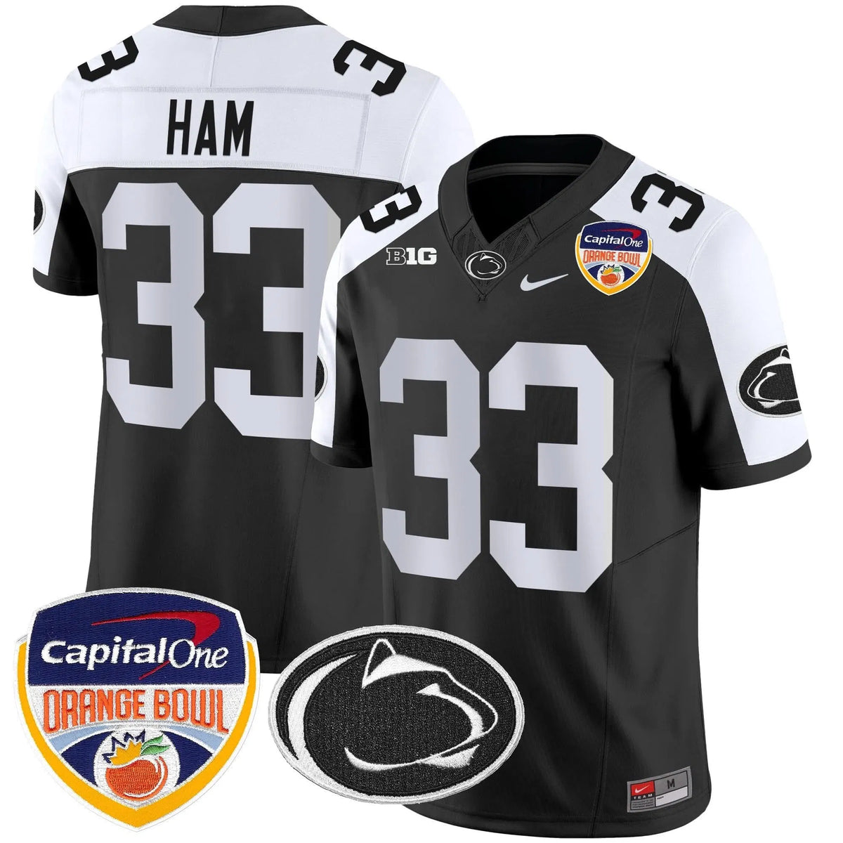 Personalized PSU Orange Bowl Patch Vapor Limited Jersey - Black Alternare / Jack Ham Stitched