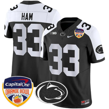 Personalized PSU Orange Bowl Patch Vapor Limited Jersey - Black Alternare / Jack Ham Stitched