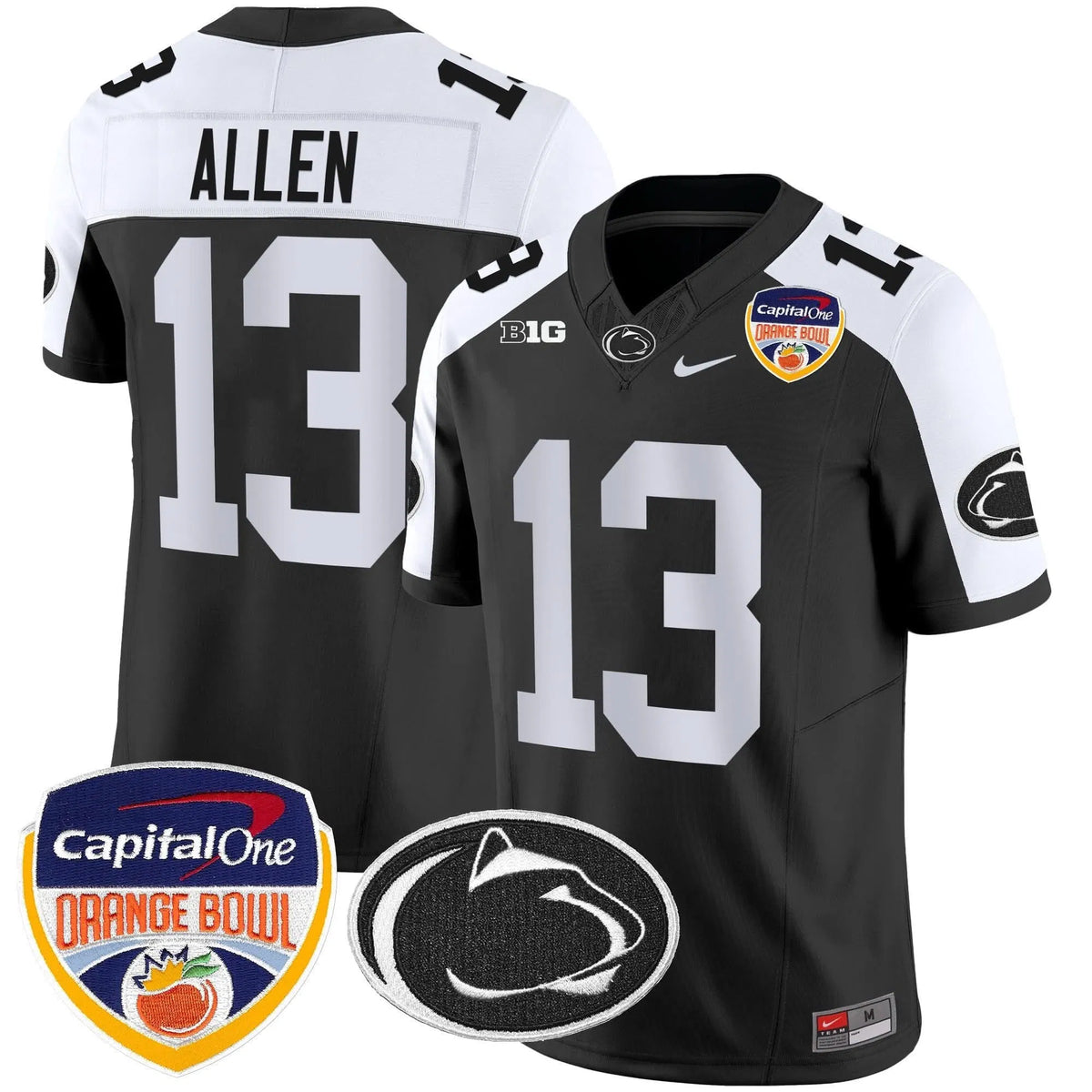 Personalized PSU Orange Bowl Patch Vapor Limited Jersey - Black Alternare / Kaytron Allen Stitched