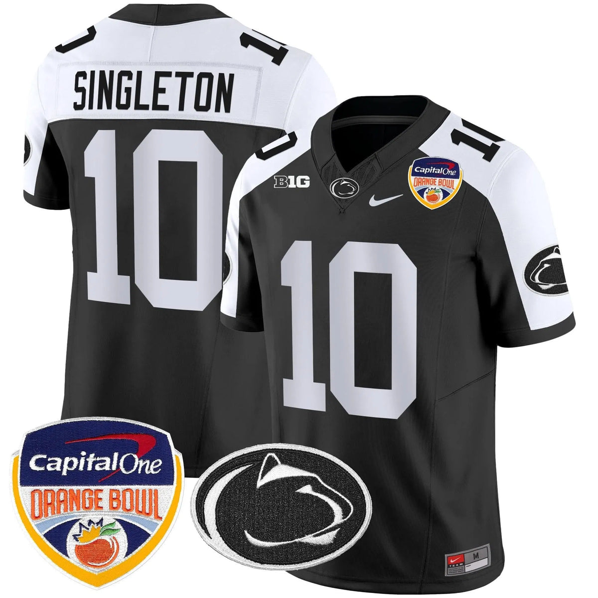 Personalized PSU Orange Bowl Patch Vapor Limited Jersey - Black Alternare / Nicholas Singleton Stitched
