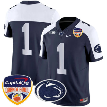 Personalized PSU Orange Bowl Patch Vapor Limited Jersey - Navy Alternate / #1 Team Stitched