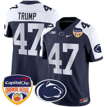 Personalized PSU Orange Bowl Patch Vapor Limited Jersey - Navy Alternate / Trump Stitched