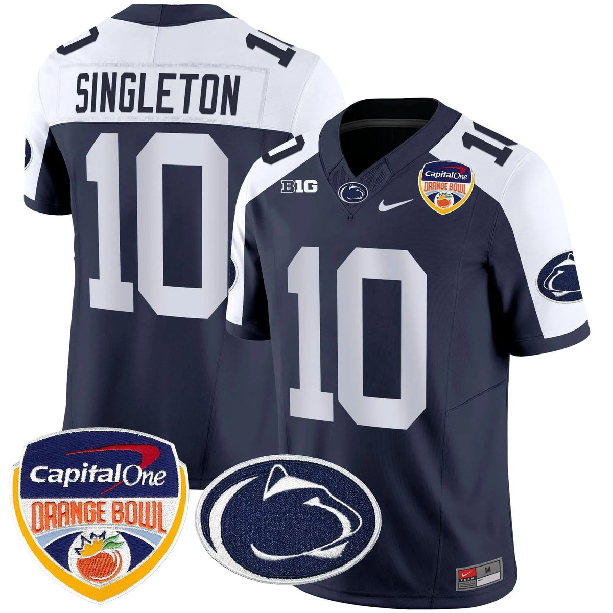Personalized PSU Orange Bowl Patch Vapor Limited Jersey - Navy Alternate / Nicholas Singleton Stitched