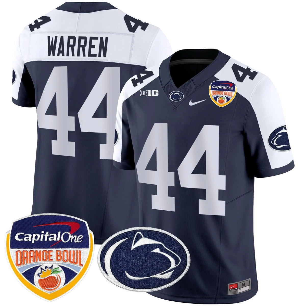 Personalized PSU Orange Bowl Patch Vapor Limited Jersey - Navy Alternate / Tyler Warren Stitched