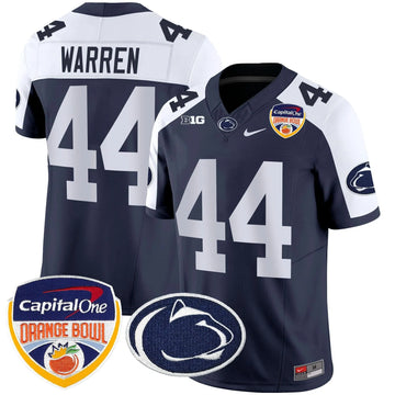 Personalized PSU Orange Bowl Patch Vapor Limited Jersey - Navy Alternate / Tyler Warren Stitched